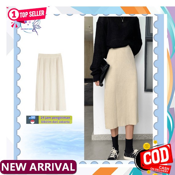 [Bisa Cod] " Ivani Skirt " - Bawahan Rok Pinggang Karet Wanita / Rok Wanita Muslim Kekinian / Rok Pa
