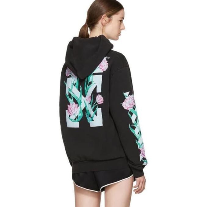 Barang Berkualitas Off White Tulip Flower Hoodie Women All Size MURAH