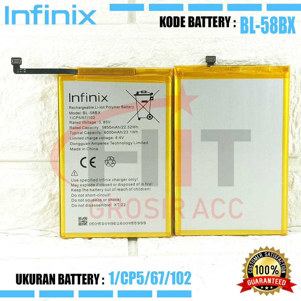 Baterai Ori Infinix Hot 9Play X680, Smart 4+, Hot 10Play X688, BL-58BX