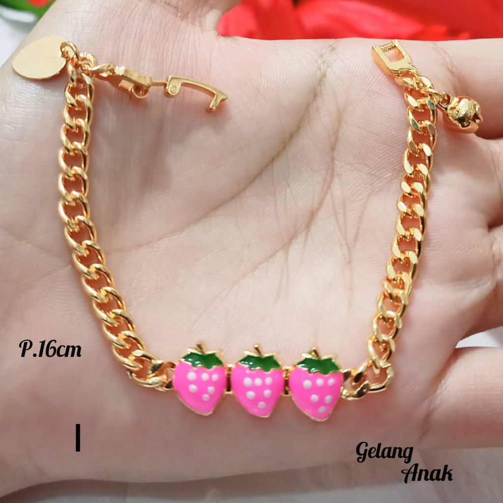 Gelang TITANIUM Anak Rantai Karakter varian Motif Perhiasan Anak Gold Limited edition (COD)