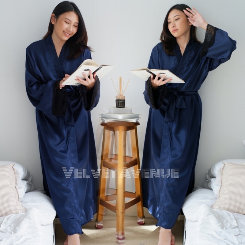 nk VA-Kimono Bride Hijab Muslim Panjang Muslimah Satin Silk Kimono Outer Make Up Mandi Kimono