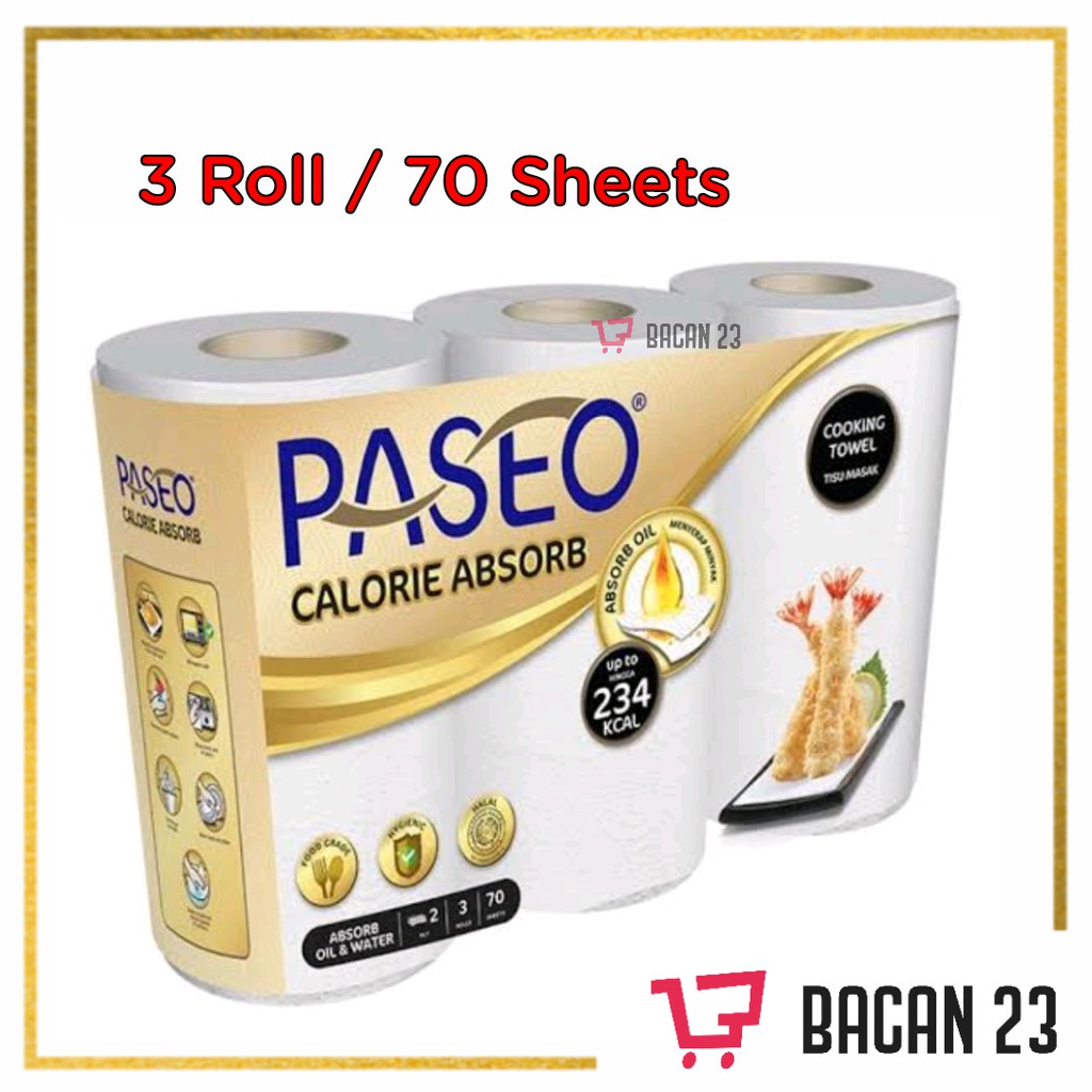 Tissue Paseo Calorie 2Ply 3 Rolls (70sheets) / Tissu Dapur / Bacan 23 - Bacan23