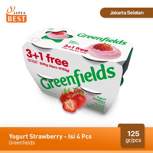 Greenfields Yogurt Strawberry 125 gr - Isi 4 Pcs