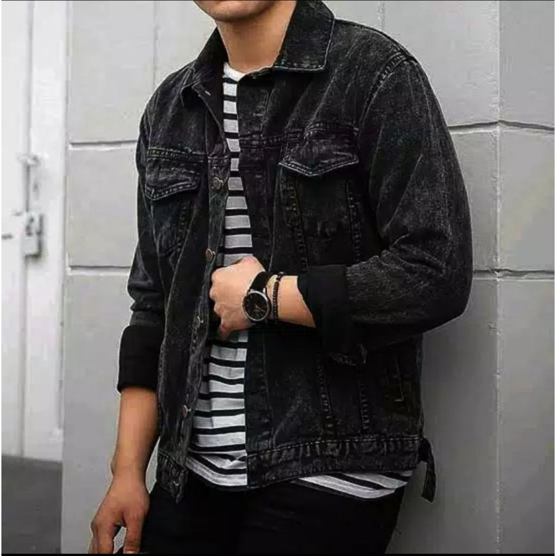 jaket jeans pria snow