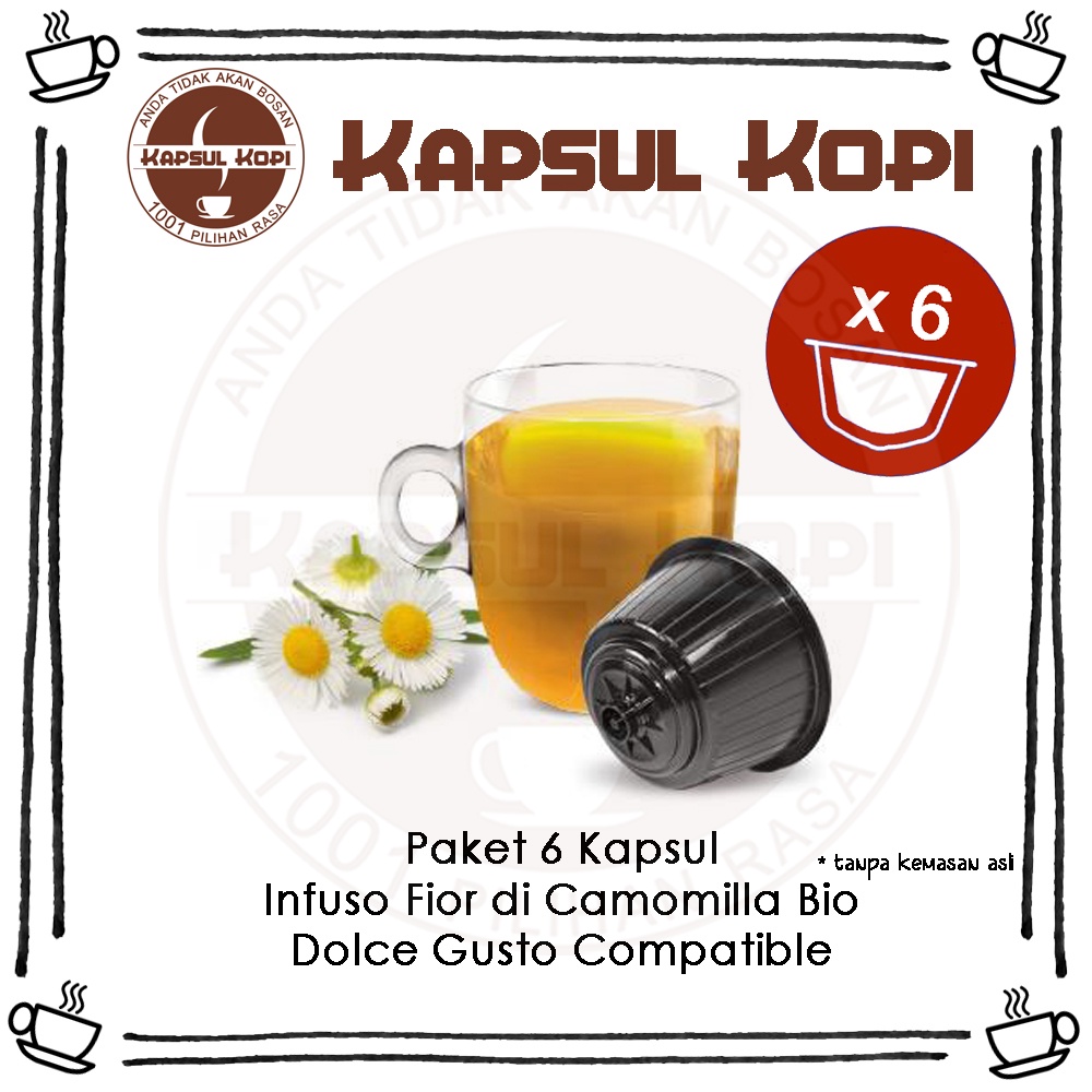 

Paket 6 Kapsul Kopi Camomilla BIO Impor Dolce Gusto Compatible Coffee