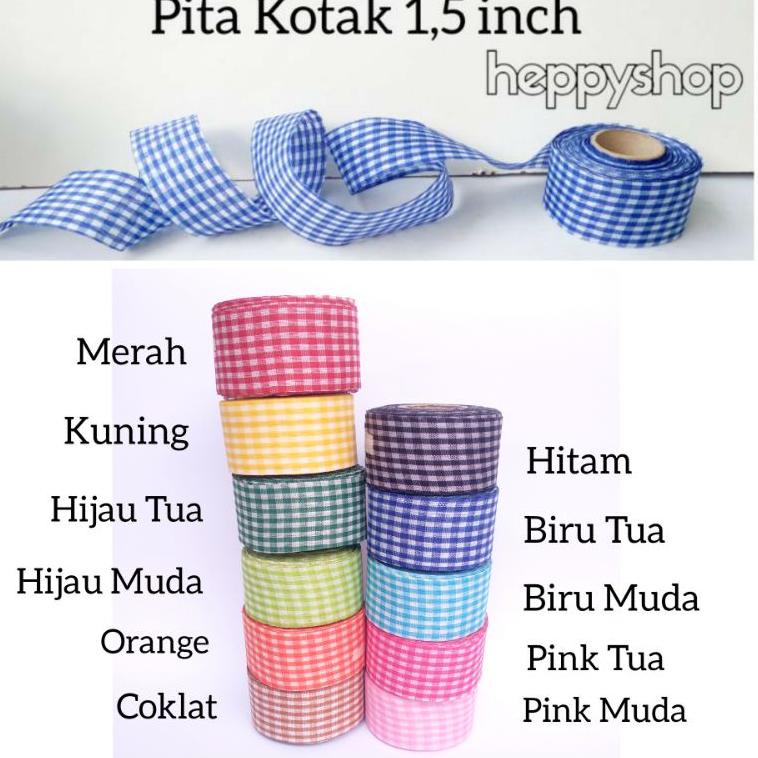 

[KODE PRODUK QQ9660] Pita Kotak 1,5 inch, Pita Motif Kotak
