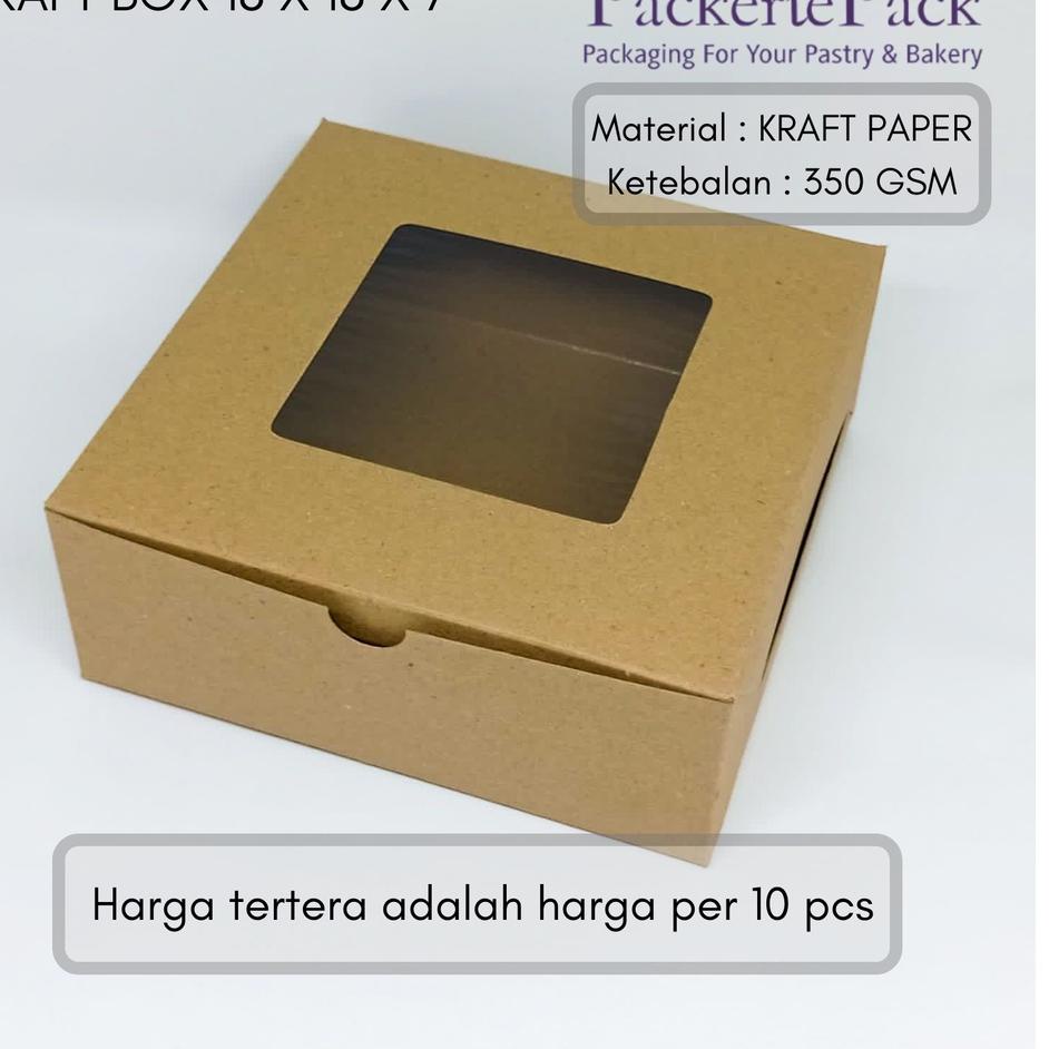 ☟ (10 PCS ) KOTAK DUS KUE KRAFT UK 18 x 18 x 7 ✰