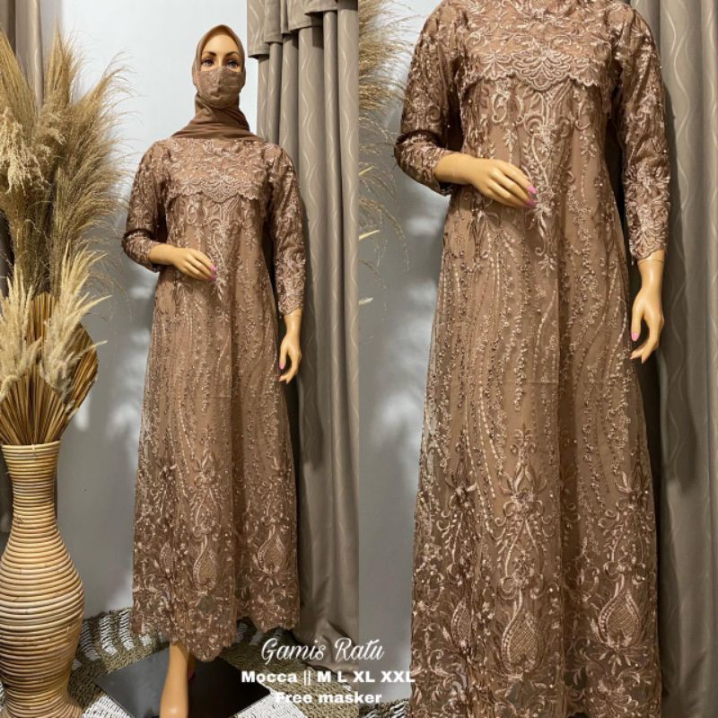 Gamis Terbaru Rempel Dada Ayra Bahan Tulle Premium Kebaya gamis Modern