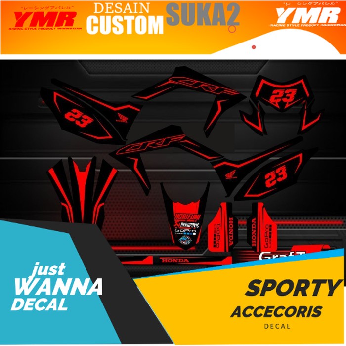 STIKER DECAL FULL BODY MOTOR CRF 150 R WARNA MERAH FULL VARIASI KEREN