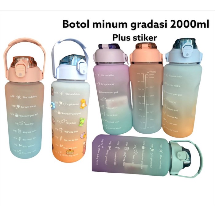 R3STOCK BOTOL MINUM MOTIVASI TRITAN QUIFIT 2LITER HANDLE GRADASI GRADIASI - MOTIF D $M@