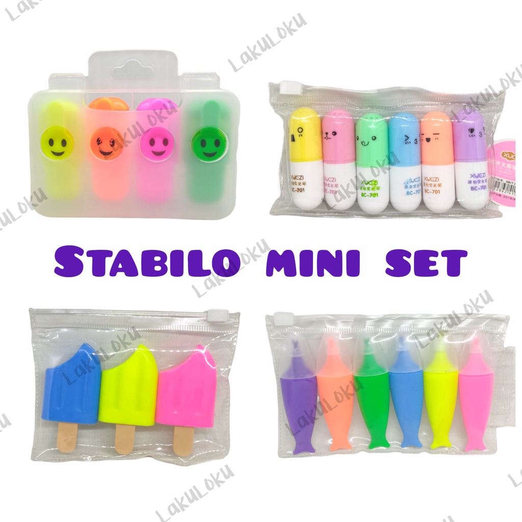 Jual Stabilo / Highlighter Mini Fancy 1 Set Bentuk Ice Cream, Ikan ...