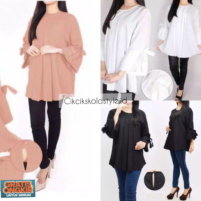 ERLINDA BLOUSE TOP SIMPEL HITS SELEBGRAM FASHION WANITA MUSLIMAH HIJAB