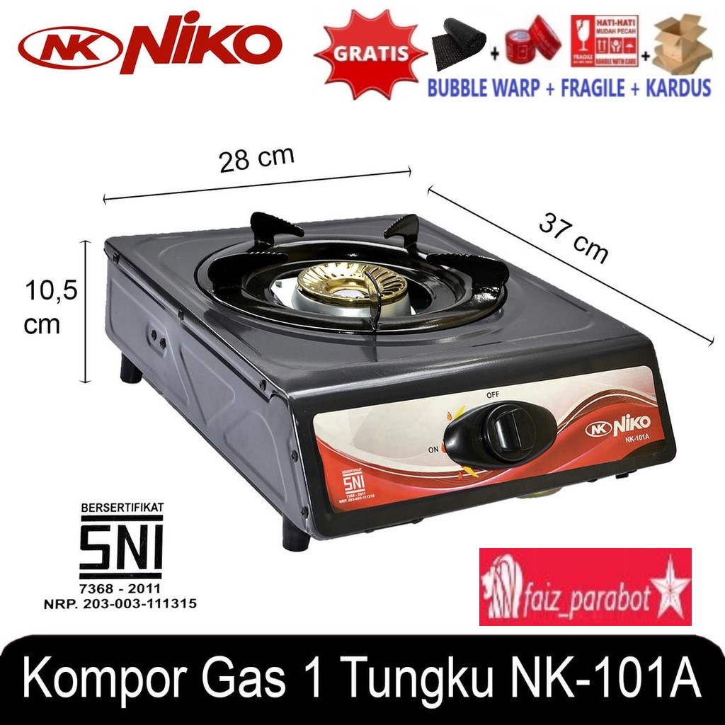 Kompor Gas LPG 1 Tungku Teflon Murah Niko NK-101A / NK 101 A / NK101A