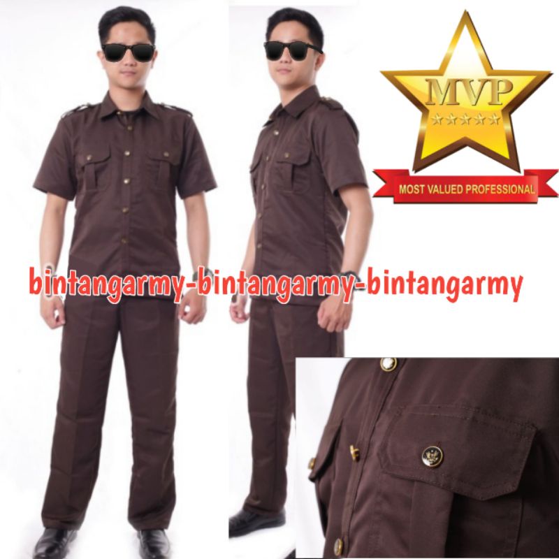 Seragam Safari Security Coklat - Safari Tangan Pendek Coklat