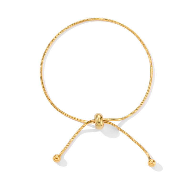 Gelang Tangan Rantai Bahan Titanium Steel Lapis Emas 18K Gaya Korea Untuk Wanita