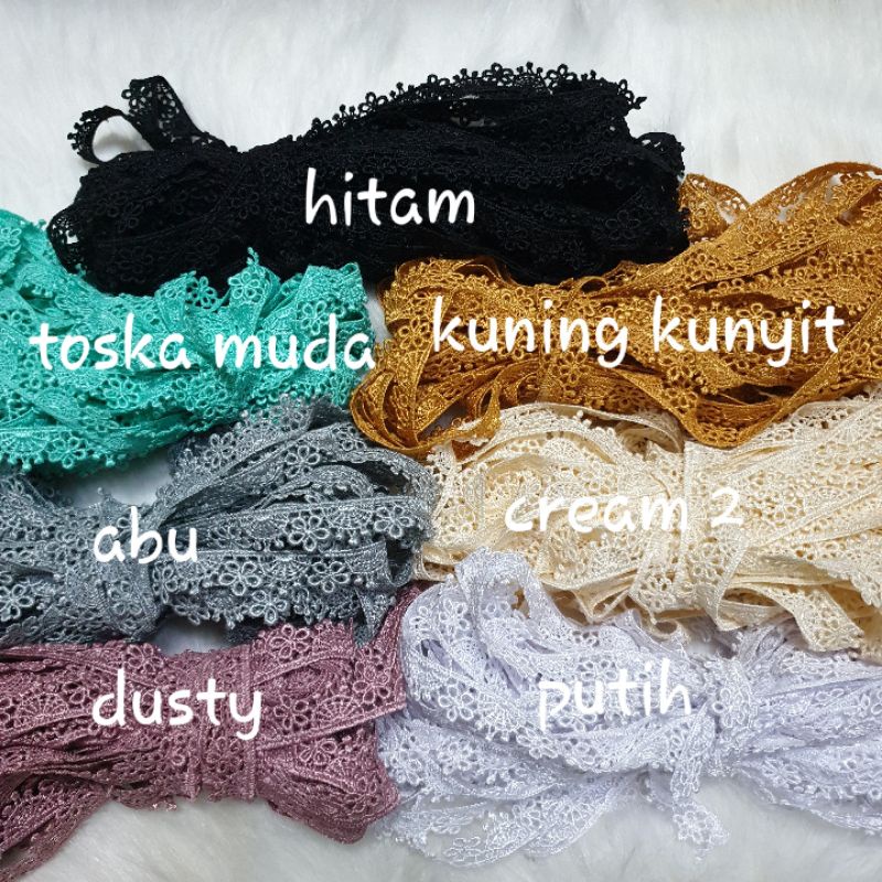 Renda Gyper Melati Variasi Per 1 Gulung +-15 yard=+-13,5 M