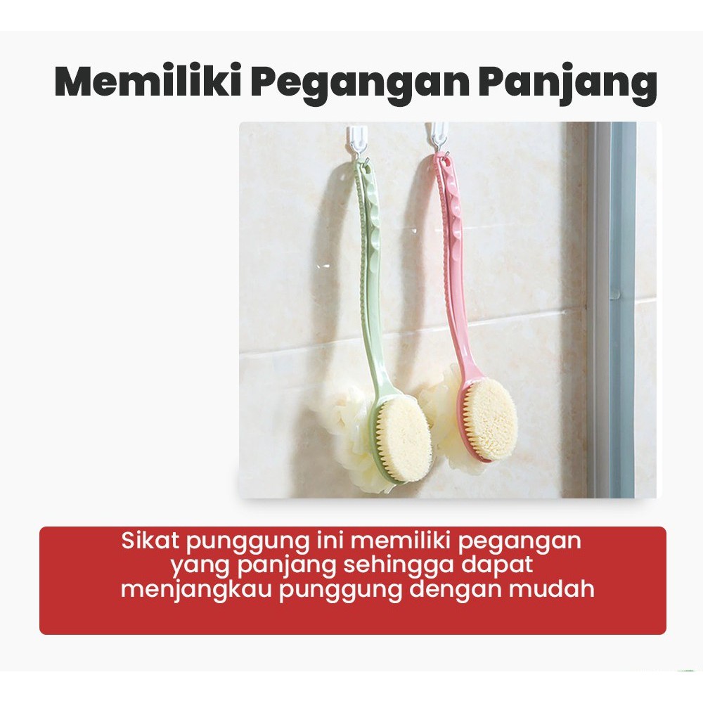 【COD+Pengiriman Cepat】YUN Mall Sikat  Punggung Shower Puff Tongkat 2In1 Alat Pembersih Punggung Spons + SPON / Tongkat Mandi 2in1 Gagang Panjang / Spons Pembersih Praktis Shower Puff Sikat Busa Punggung