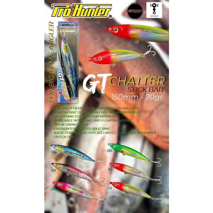 Lure PRO HUNTER GT CHATTER STICK BAIT (15cm / 70gram)