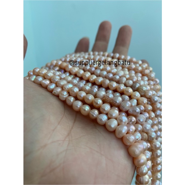 Bahan Mutiara Air Tawar Barok LAVENDER 4 x 6mm Bulat baroque pearl