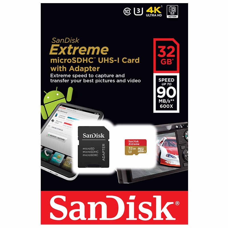 

SANDISK EXTREME SDHC 32GB U3 90MB S ADAPTOR