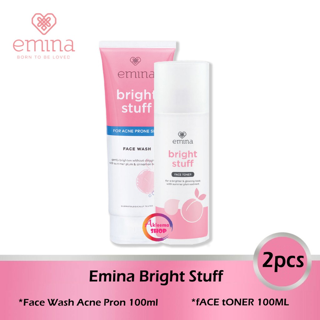 Paket Emina Bright Stuff 2pcs(Face Wash Acne Pron 100ml+Face Toner 100ml)