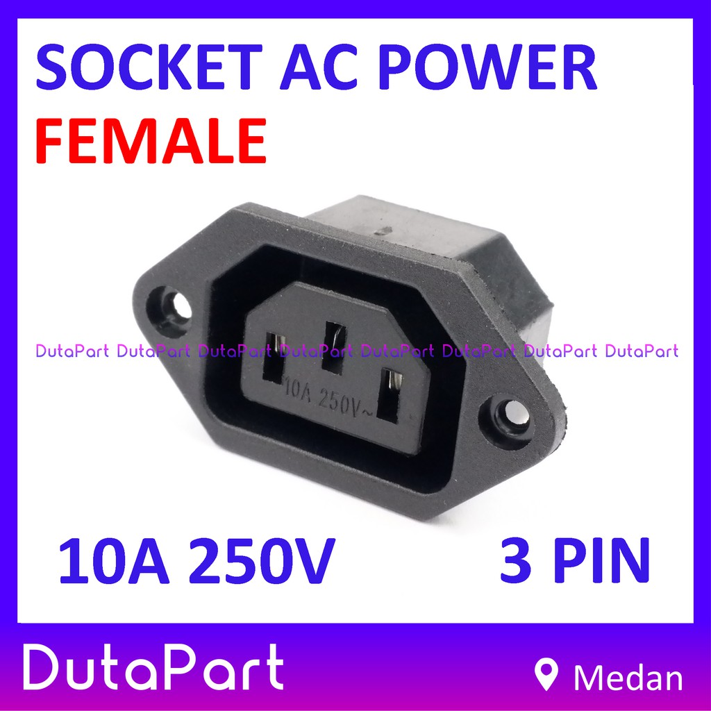 Socket AC Power FEMALE Outlet Inlet Soket Komputer PC UPS Chasis Casis 10A 250VAC