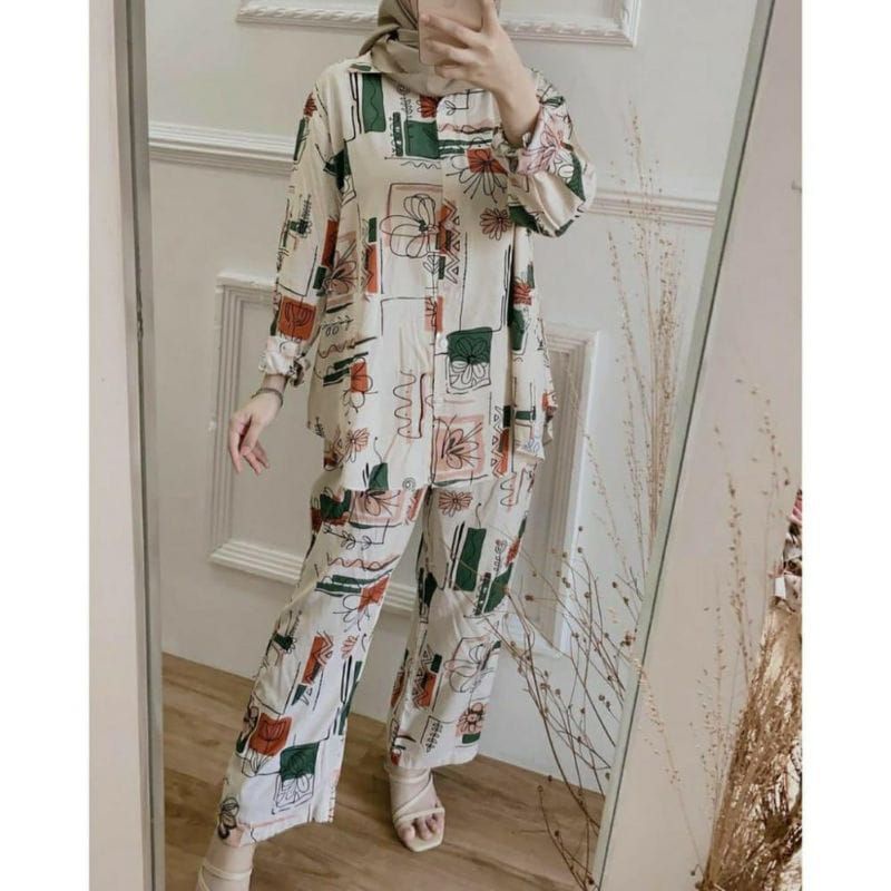 ONE SET WANITA RAYON/SETELAN PAJAMAS WANITA RAYON TIE DYE