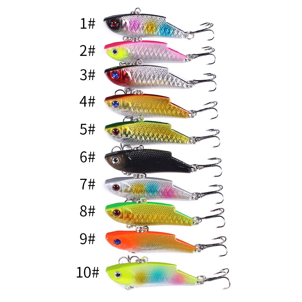 HENGJIA 1pcs 5.5cm/10g Umpan VIB pancing 3d lifelike eyes swimbait ikan fishing lure ikan hooks kait