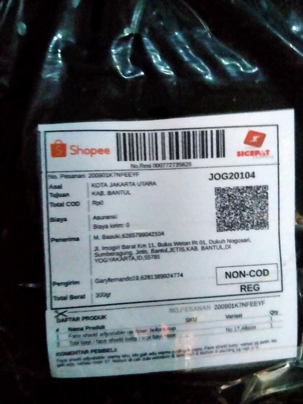 Face Shield Adjustable Up Down Buka Tutup