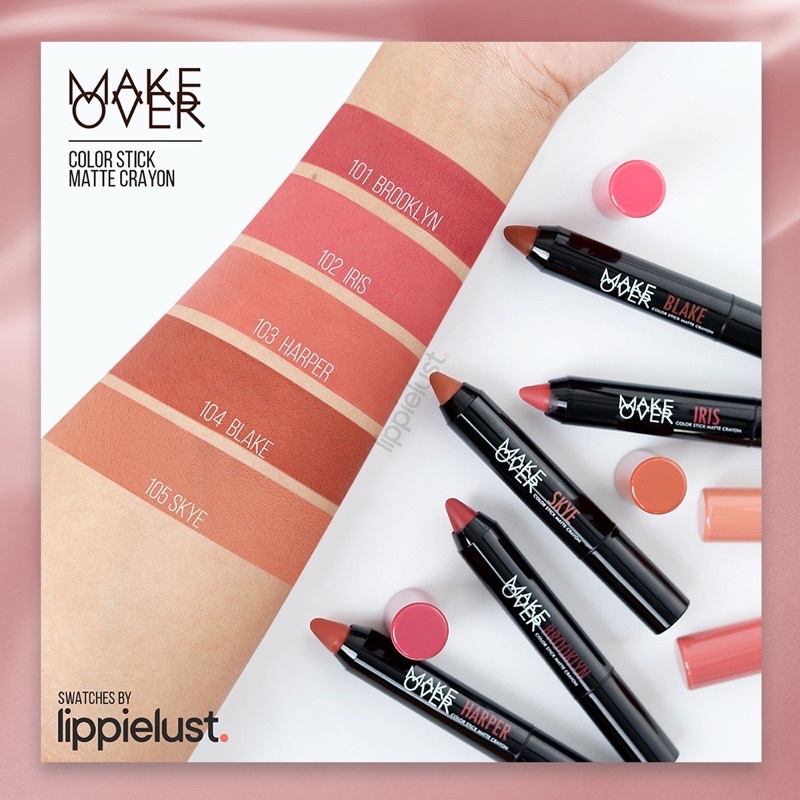 MAKE OVER Color Stick Matte Lip Crayon - SKYE | BLAKE | IRIS | HARPER | BROOKLYN