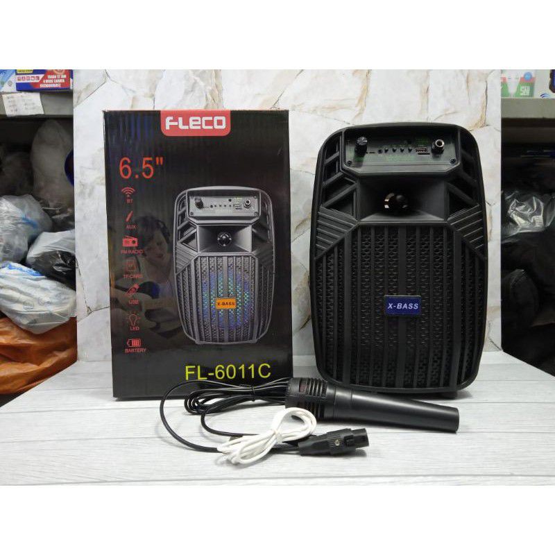 SPEAKER BLUETOOTH FLECO 6'5 INCH F-6011A/B/C FREE MIC + REMOTE - SPEAKER MURAH FLECO 6'5 INCH