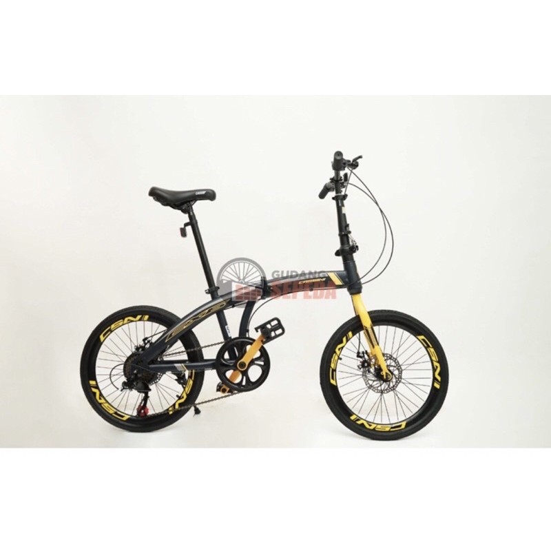 Sepeda lipat Khusus Jne kargo trex cassini 20 inch 7 speed bisa kredit dan COD-yellow