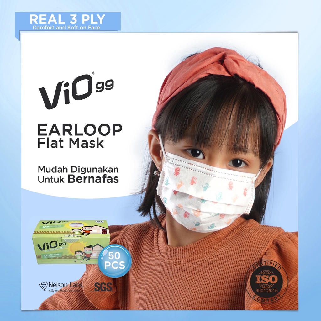 Vio - Mask '50S 3 Ply Earloop Kids Masker medis anak filtrasi 99% masker medis murah