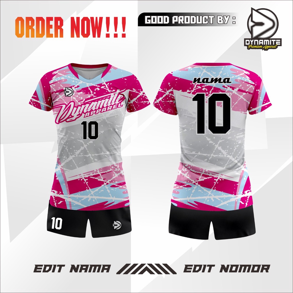 PROMO CUSTOM FREE NICKNAME BAJU JERSEY STELAN CEWEK VOLI VOLLY BADMINTON TENIS MEJA FULL PRINTING KE