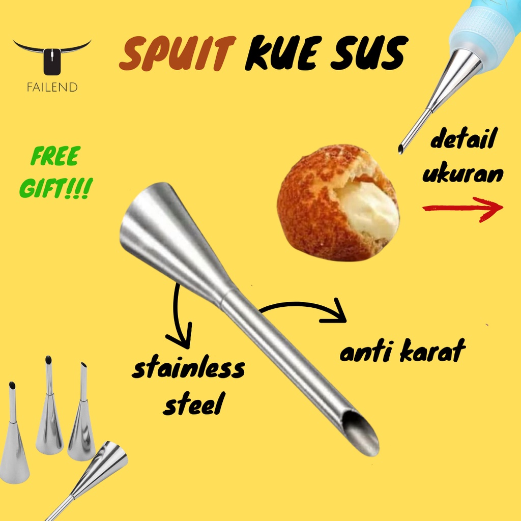 Spuit Kue Sus Filling Untuk Mengisi Vla Cokelat Selai Cream Bahan Stainless Steel