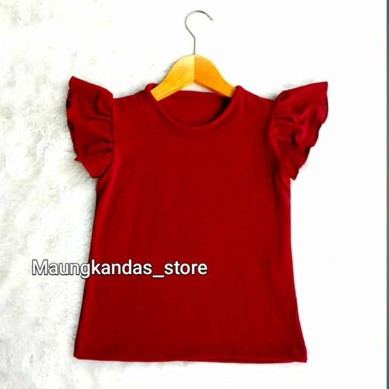 Kaos Anak Rufle Tee / Kaos Kupu Kupu / Kaos Anak Perempuan | Bahan Spandek Usia 2-4 Tahun