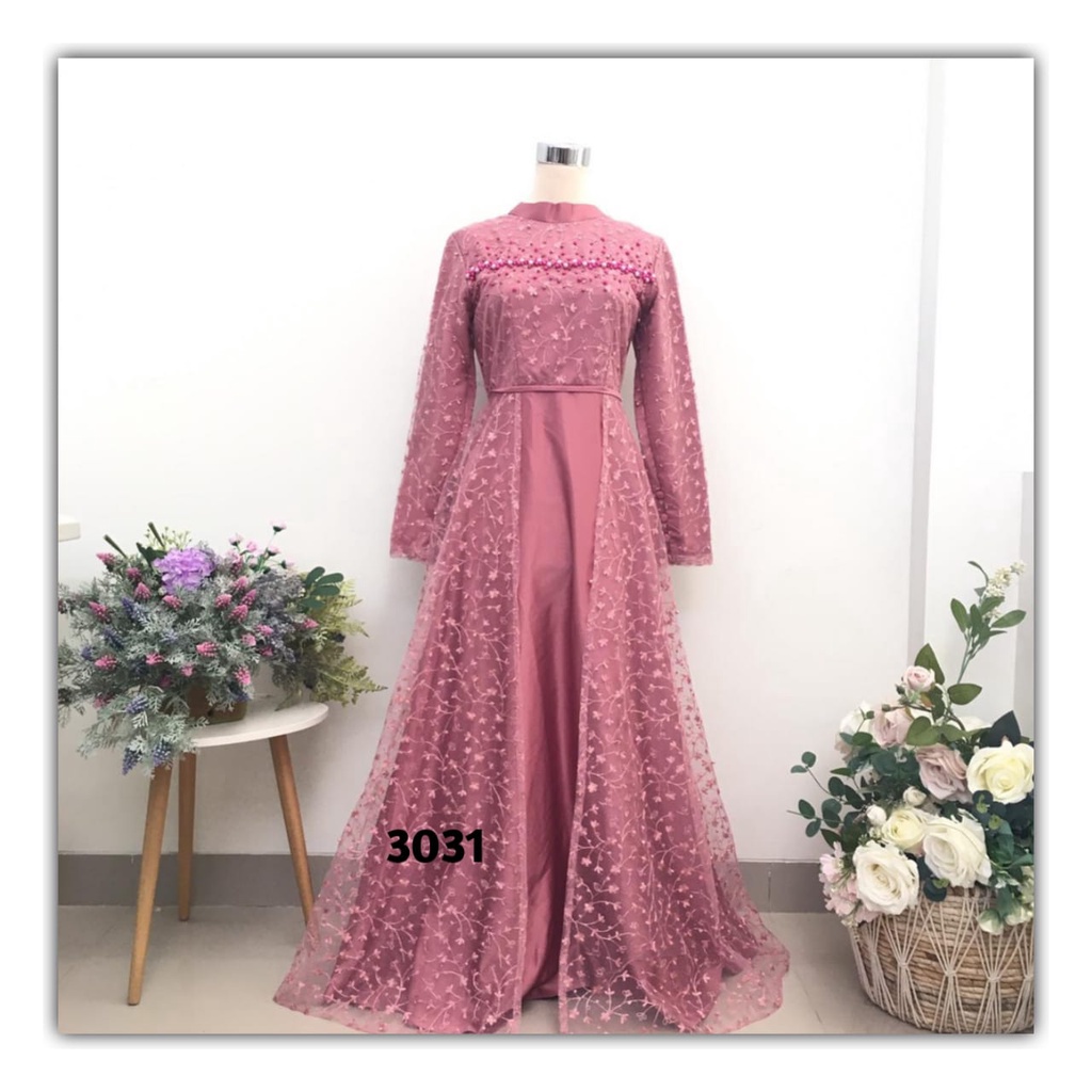 Dress muslimah 3031 / gaun pesta muslimah / gaun wisuda murah