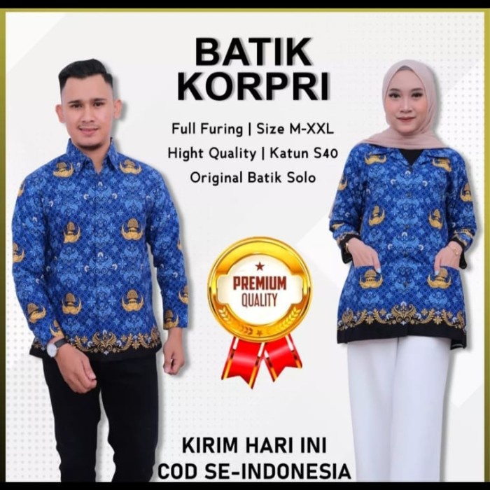 DISKON COD Batik Korpri Terbari 2022 full furing Pria Wanita Baju PGRI terbaru - S, pria