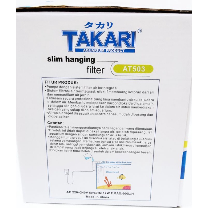 Pompa aquarium slim hanging filter TAKARI AT 503