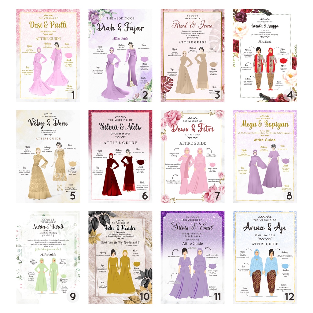 

CETAK 1 SISI CARD / ATTIRE GUIDE ( ukuran 11cm x 16cm )