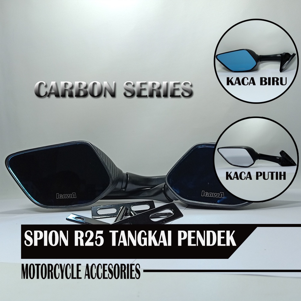 Spion R25 Karbon Tangkai Panjang Pendek Carbon R15 Nmax Lexi Pcx Ninja Ninja 250 motor