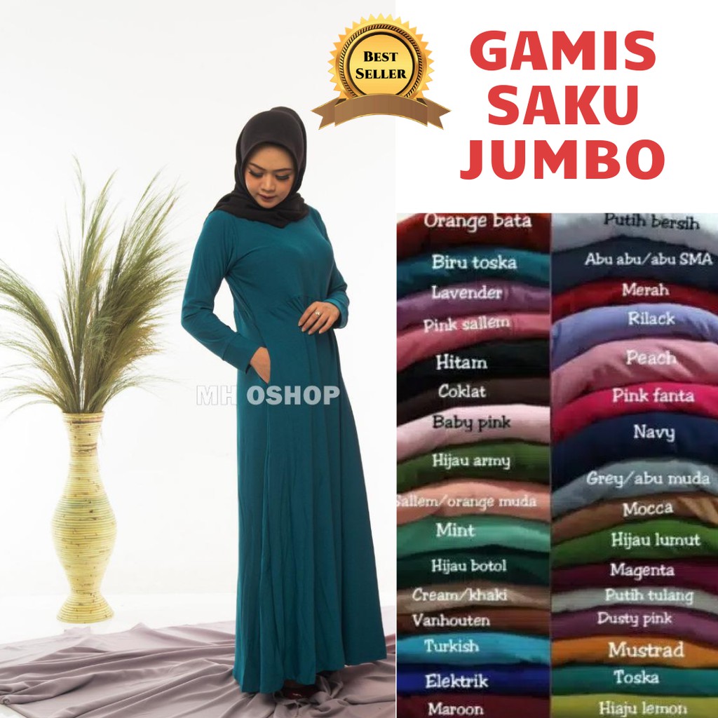 Gamis Jumbo Jersey Polos LD 120 XXL / Gamis Jersi Jumbo / Gamis XXL Jumbo Murah