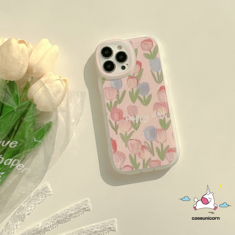 Flowers Case Samsung A13 A14 5G A04 A12 A04S M23 A03 A23 A33 A53 A73 5G A03s A22 A52 A72 A52s A51 A71 A50 A50s A30s A32 A31 A11 A20s S21 S22 Lukisan Minyak 3D Relief Tulip Soft Cover