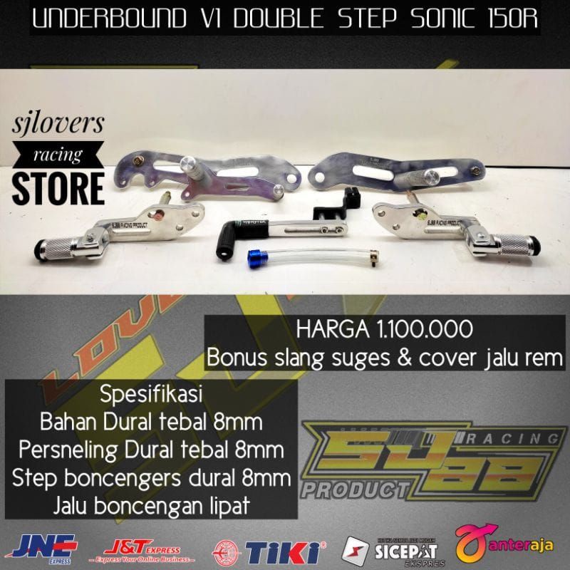 Underbone SJ-88 Honda Sonic 150r Double Step bahan Full Dural 8mm & Jalu Lipat Boncengers