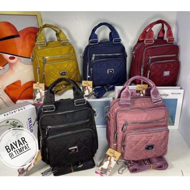 HARGA DISKON  Tas wanita CHIBAO 1813-22-21# 3in 1 parasut kanvas  terbaru....