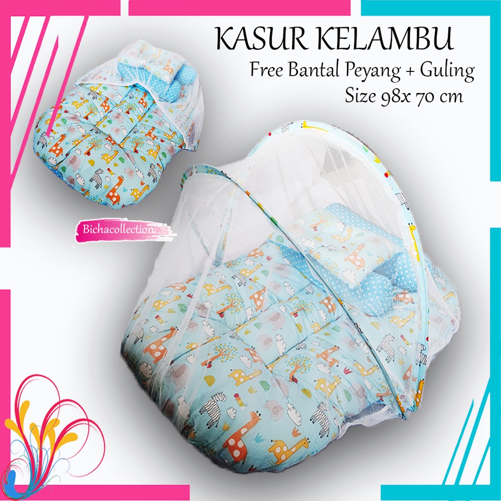 Kasur Kelambu Bayi Set FREE Bantal Guling Premium Kasur Lipat Kelambu