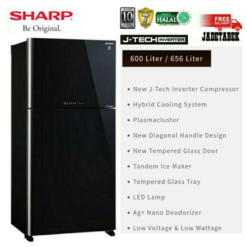 SHARP SJ-IG961PG-BK KULKAS 2 PINTU GRAND VETRO KAPASITAS JUMBO 600 LITER