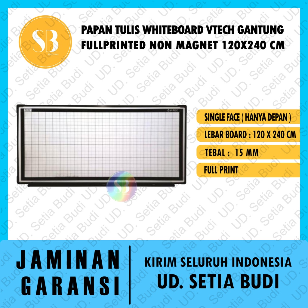 Papan Tulis Whiteboard Vtech Gantung FullPrinted Non Magnet 120x240 CM