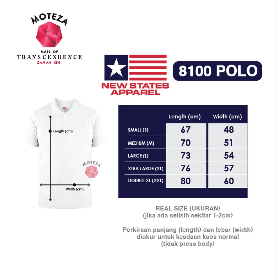 Kaos Kerah POLO Combed 24s- NSA Premium Cotton 8100- XXL - WHITE/PUTIH - GROSIR