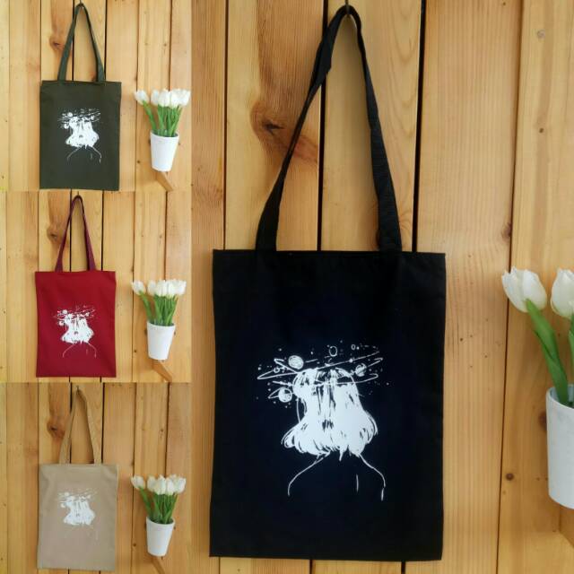 TOTEBAG WANITA GALAXY (BISA COD) ADA RESLETING bahan drill halus